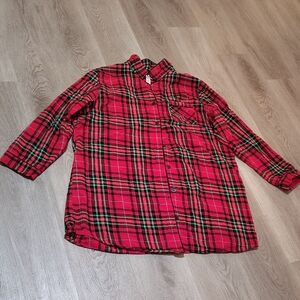 🚚3/$15 MOVE SALE🌀Oversized Plaid Sleep/Lounge Shirt Sz XXL